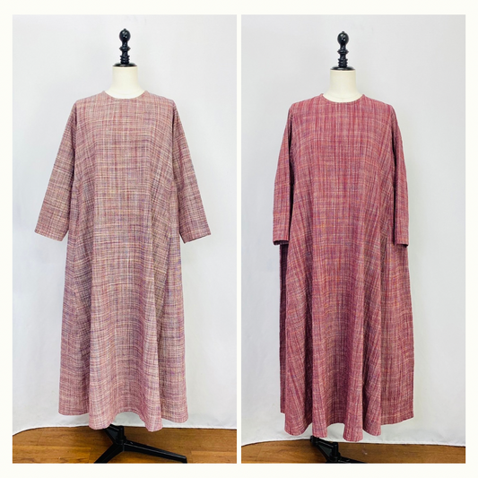 【遠州織物】　サイドギャザーワンピース　2カラー　逆スラブ　薄手　242011