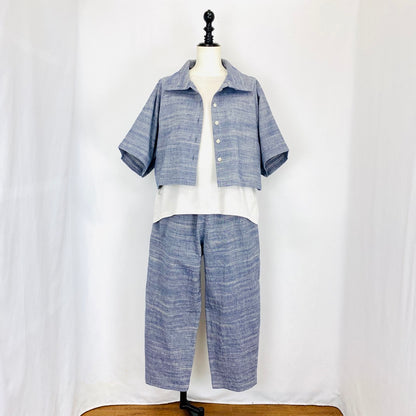 【遠州織物】ボレロ風ジャケット　3カラー　うすで逆スラブ　241011