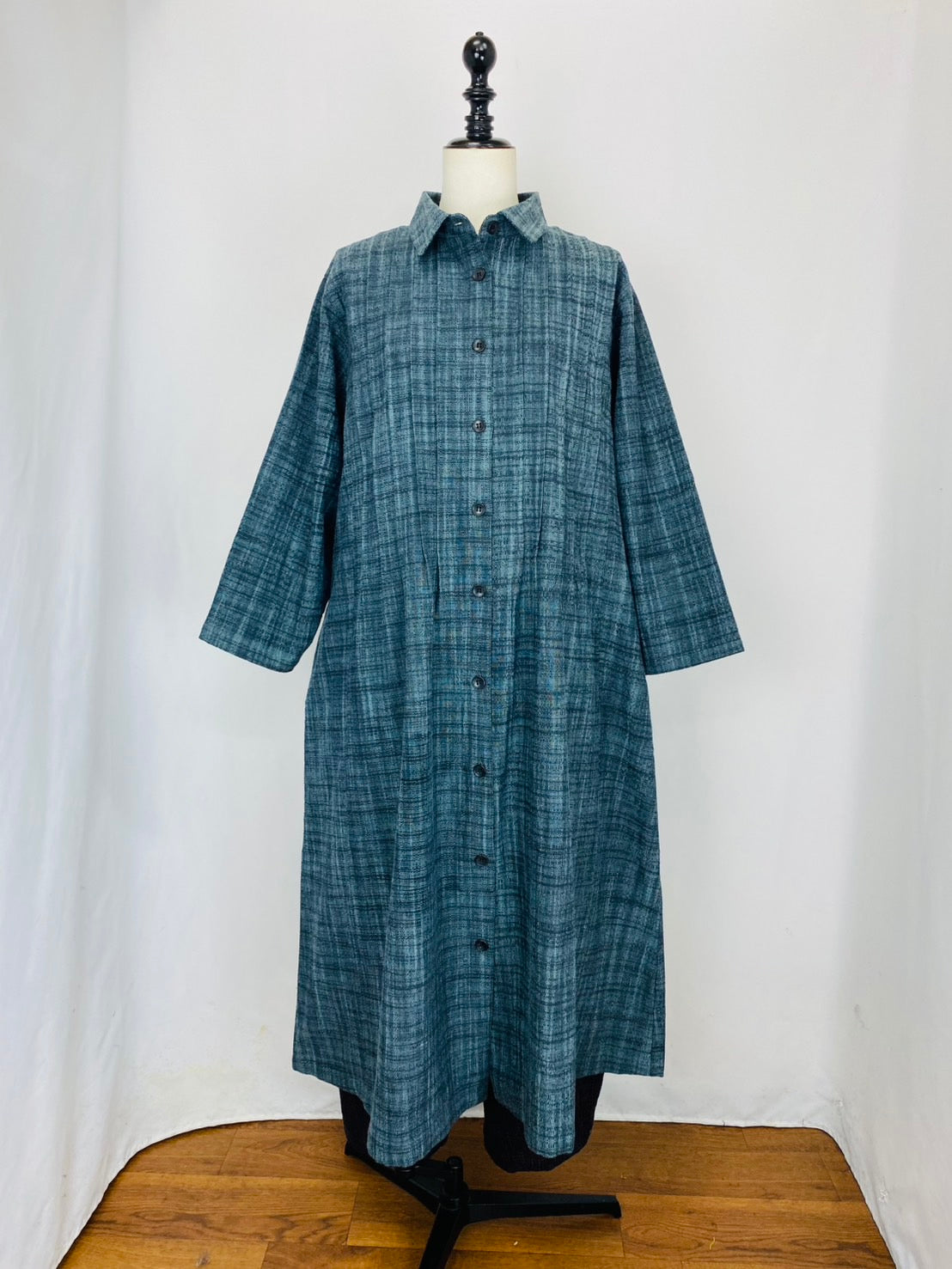 【遠州織物】 ピンタックのワンピース　2カラー　逆スラブ　252091