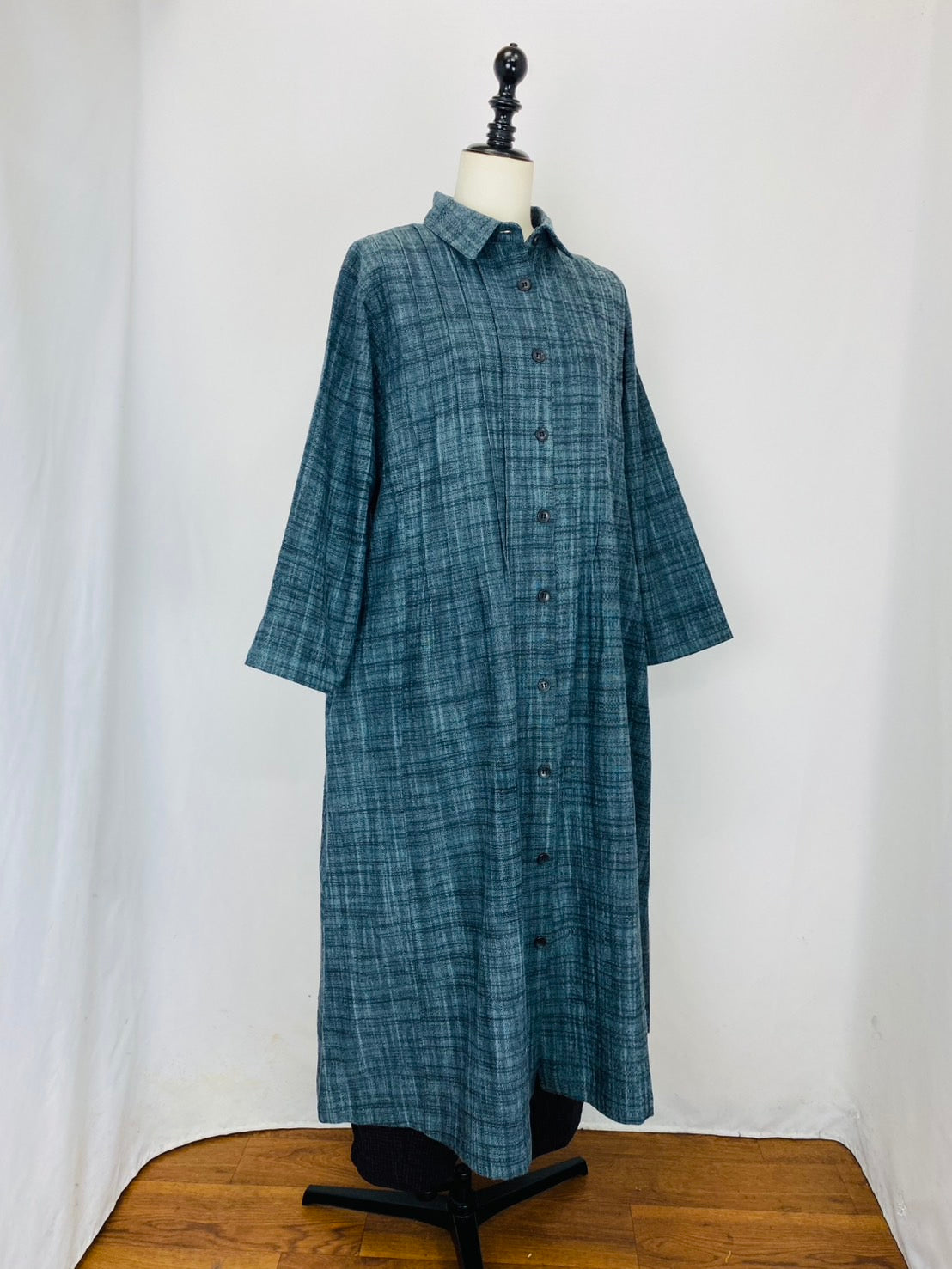 【遠州織物】 ピンタックのワンピース　2カラー　逆スラブ　252091