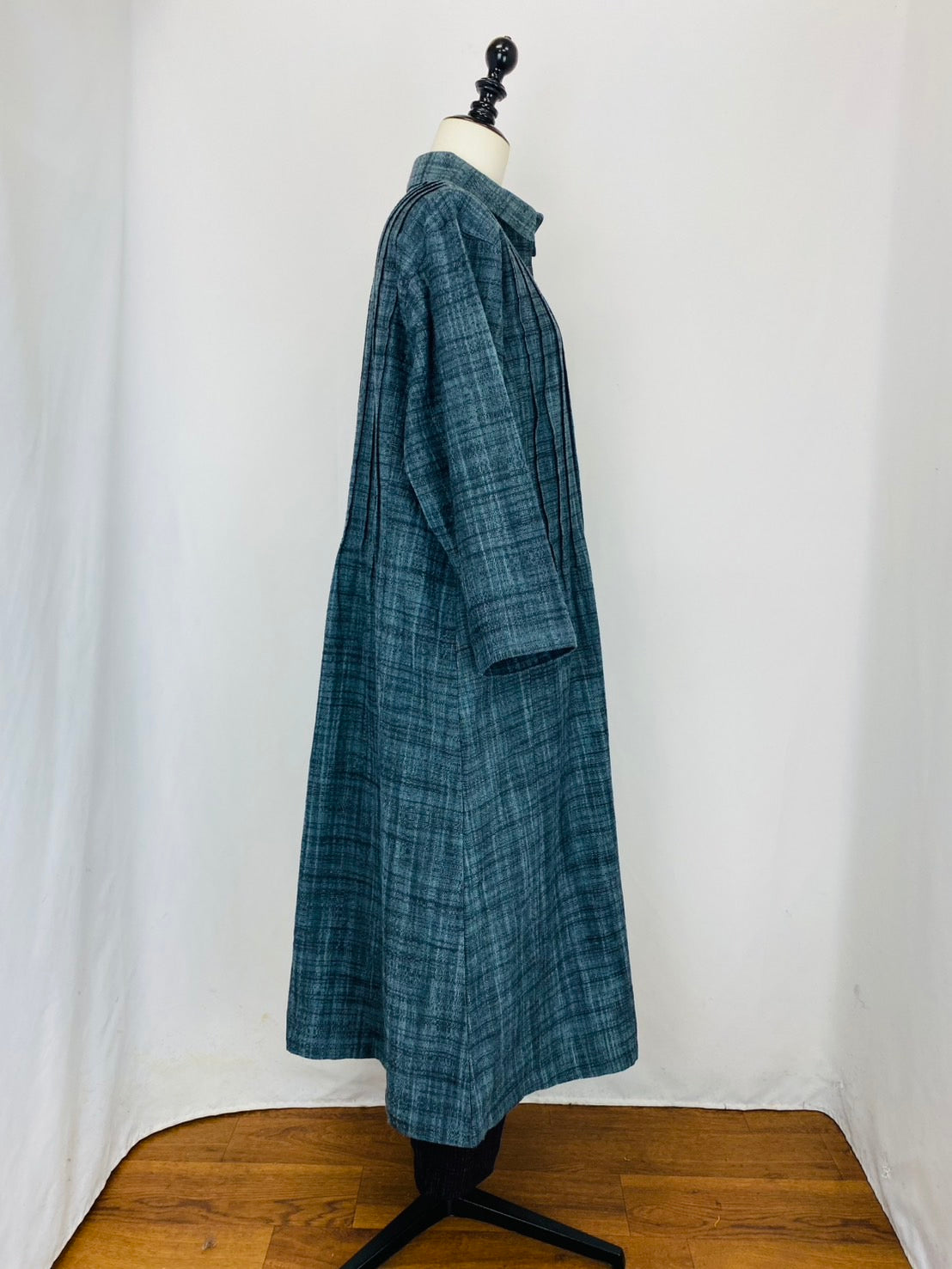 【遠州織物】 ピンタックのワンピース　2カラー　逆スラブ　252091