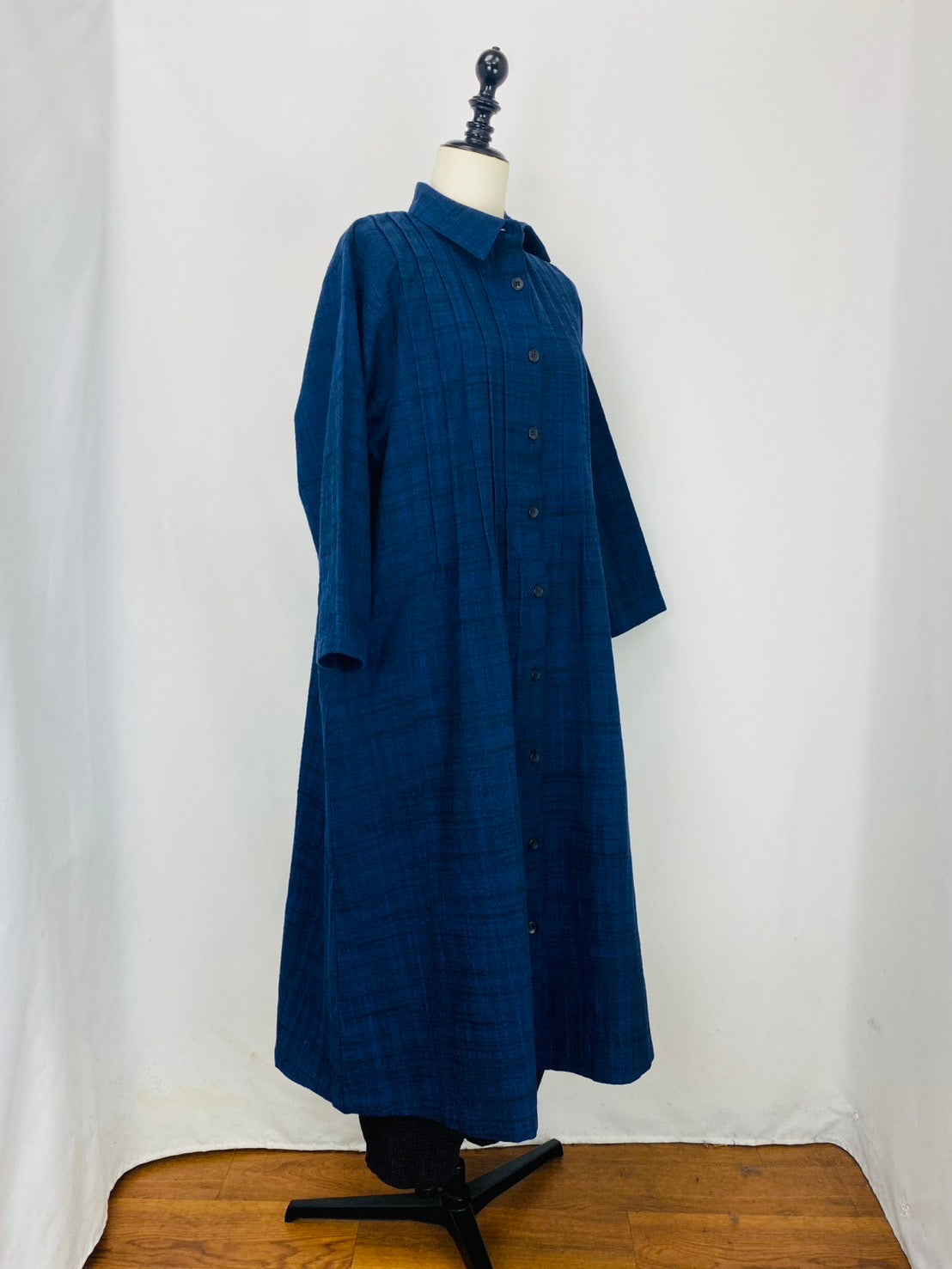 【遠州織物】 ピンタックのワンピース　2カラー　逆スラブ　252091