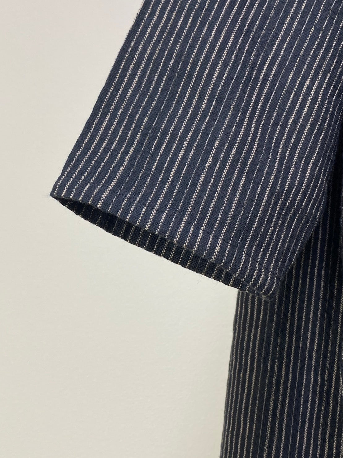 【遠州織物】サイドギャザーワンピース（ショート丈）　2カラー　逆スラブストライプ　262011