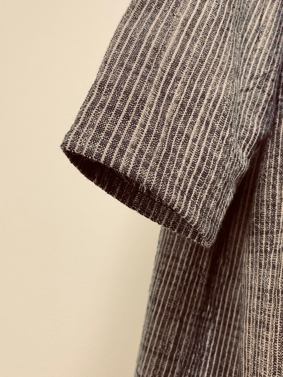 【遠州織物】サイドギャザーワンピース（ショート丈）　2カラー　逆スラブストライプ　262011