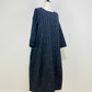 【遠州織物】裾切替えコクーンワンピース　2カラー　逆スラブ絣ストライプ　222101