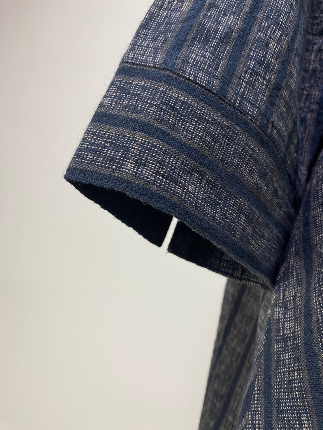 【遠州織物】裾切替えコクーンワンピース　2カラー　逆スラブ絣ストライプ　222101