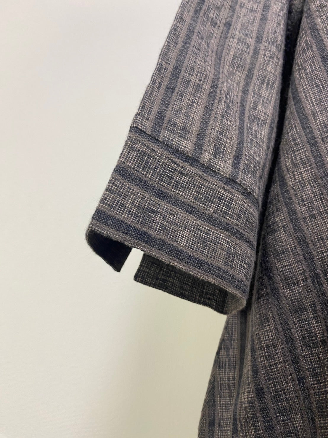 【遠州織物】裾切替えコクーンワンピース　2カラー　逆スラブ絣ストライプ　222101