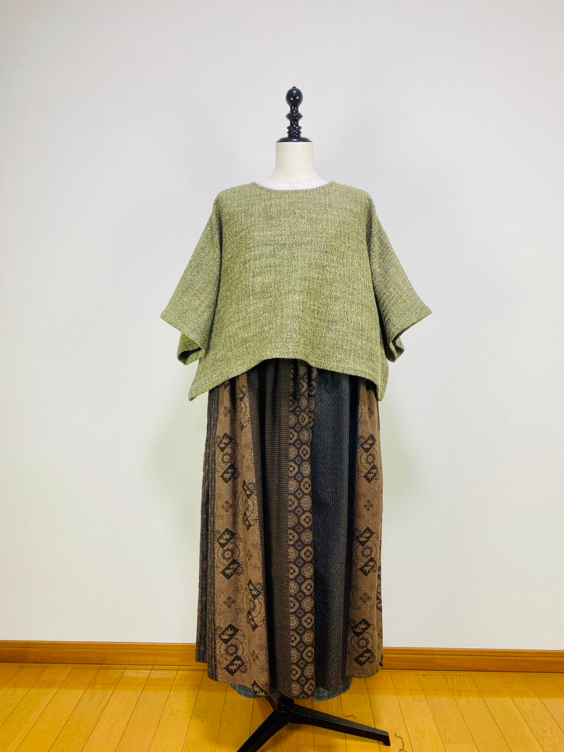 【遠州織物】ゆったりポンチョ　２カラー　綿ウール麻二重織　204022