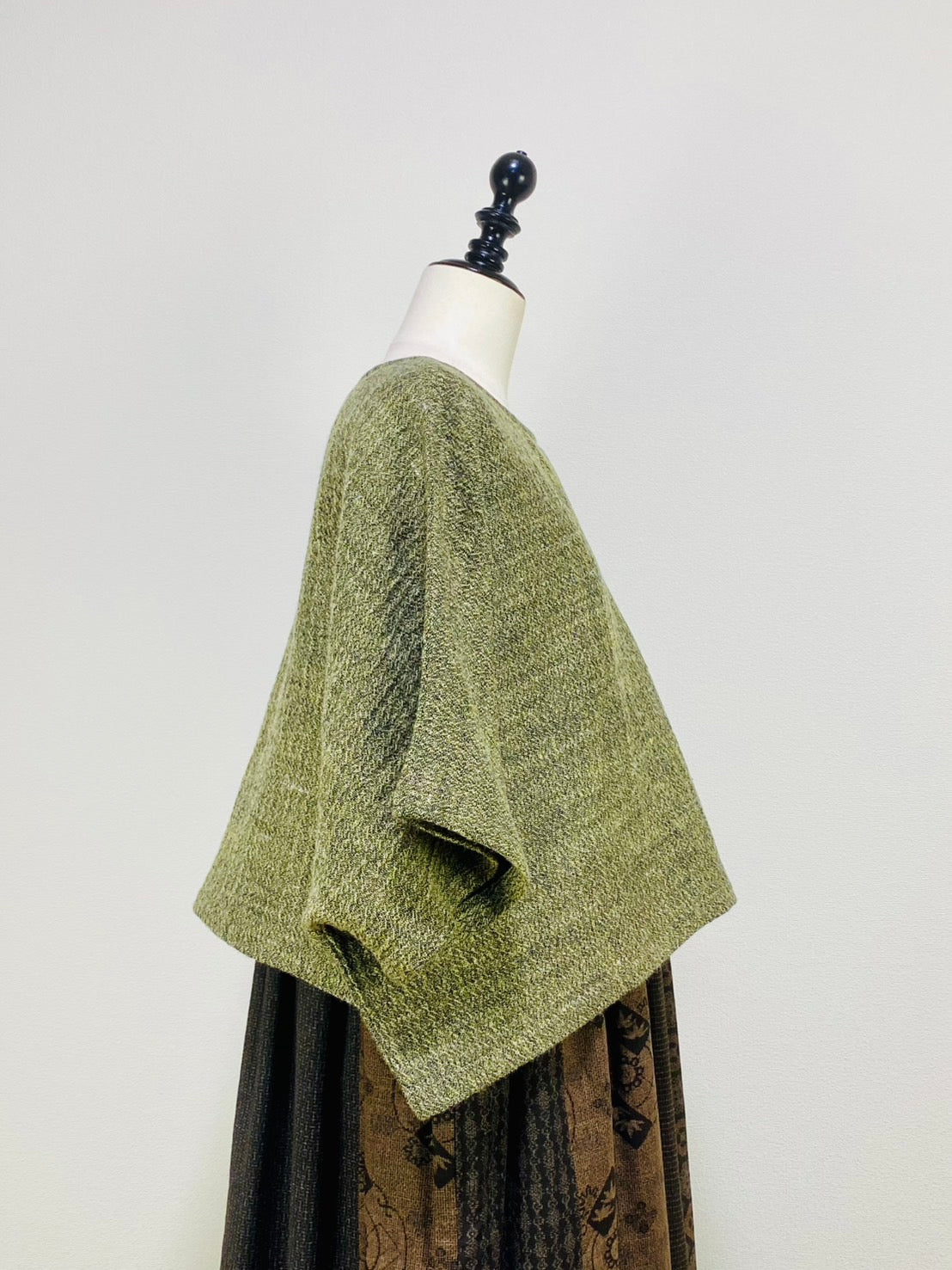 【遠州織物】ゆったりポンチョ　２カラー　綿ウール麻二重織　204022