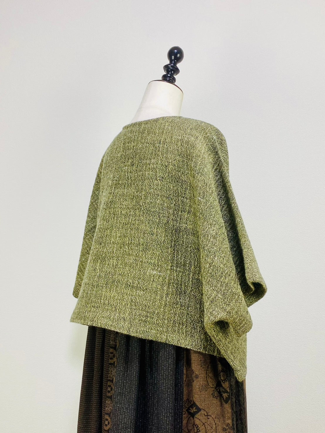 【遠州織物】ゆったりポンチョ　２カラー　綿ウール麻二重織　204022