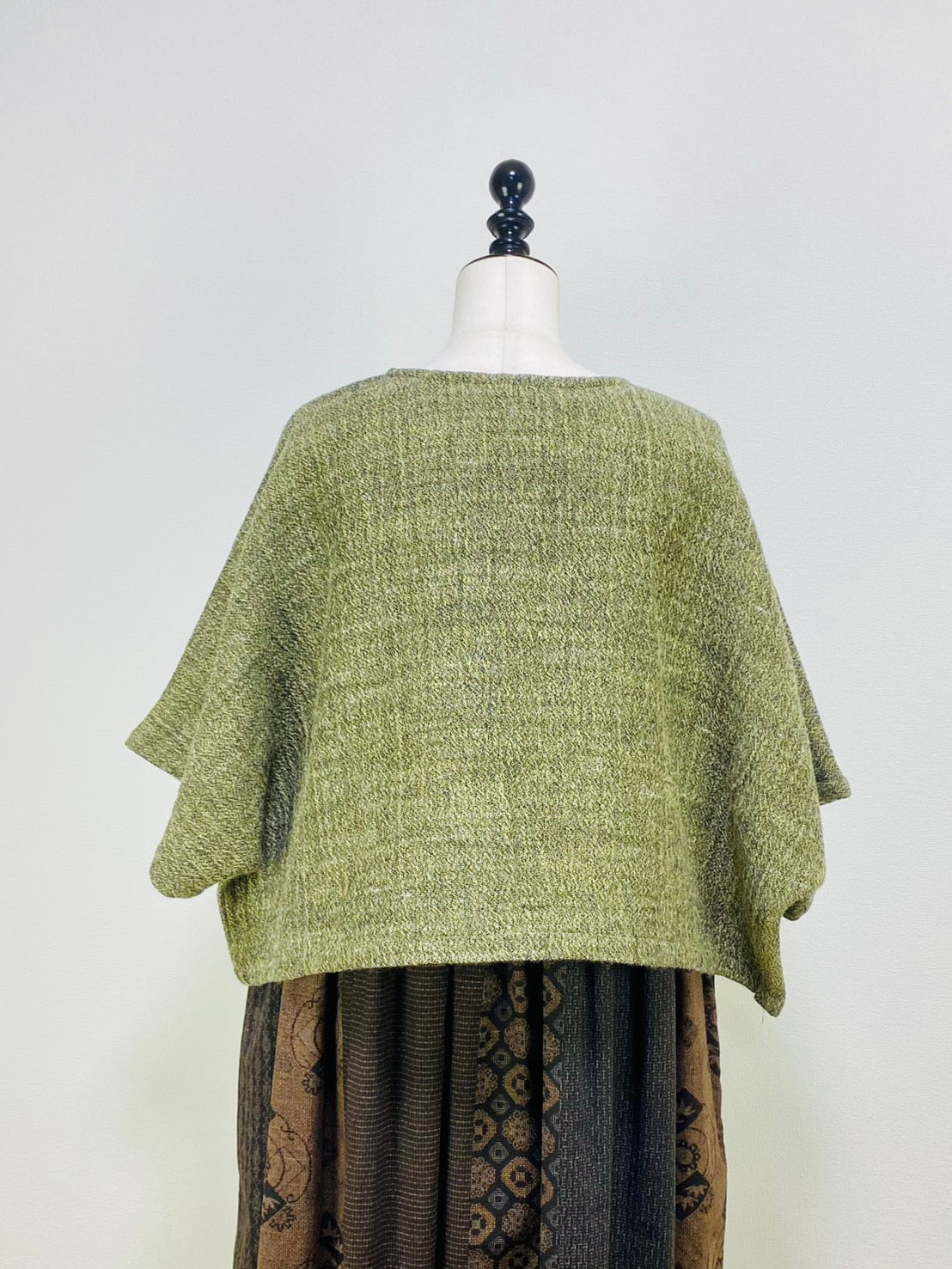 【遠州織物】ゆったりポンチョ　２カラー　綿ウール麻二重織　204022