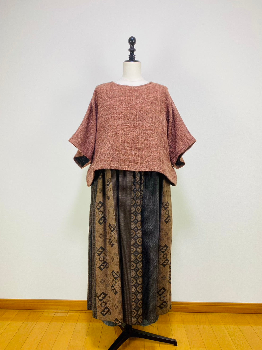 【遠州織物】ゆったりポンチョ　２カラー　綿ウール麻二重織　204022