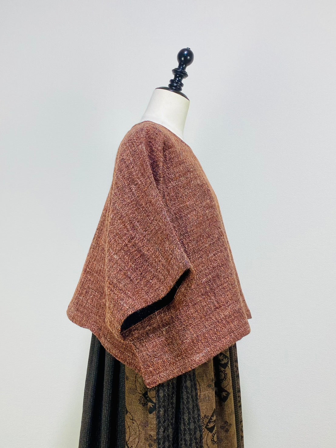 【遠州織物】ゆったりポンチョ　２カラー　綿ウール麻二重織　204022