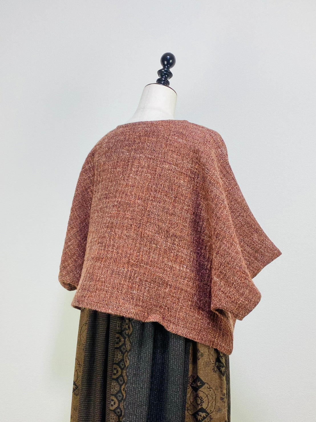 【遠州織物】ゆったりポンチョ　２カラー　綿ウール麻二重織　204022