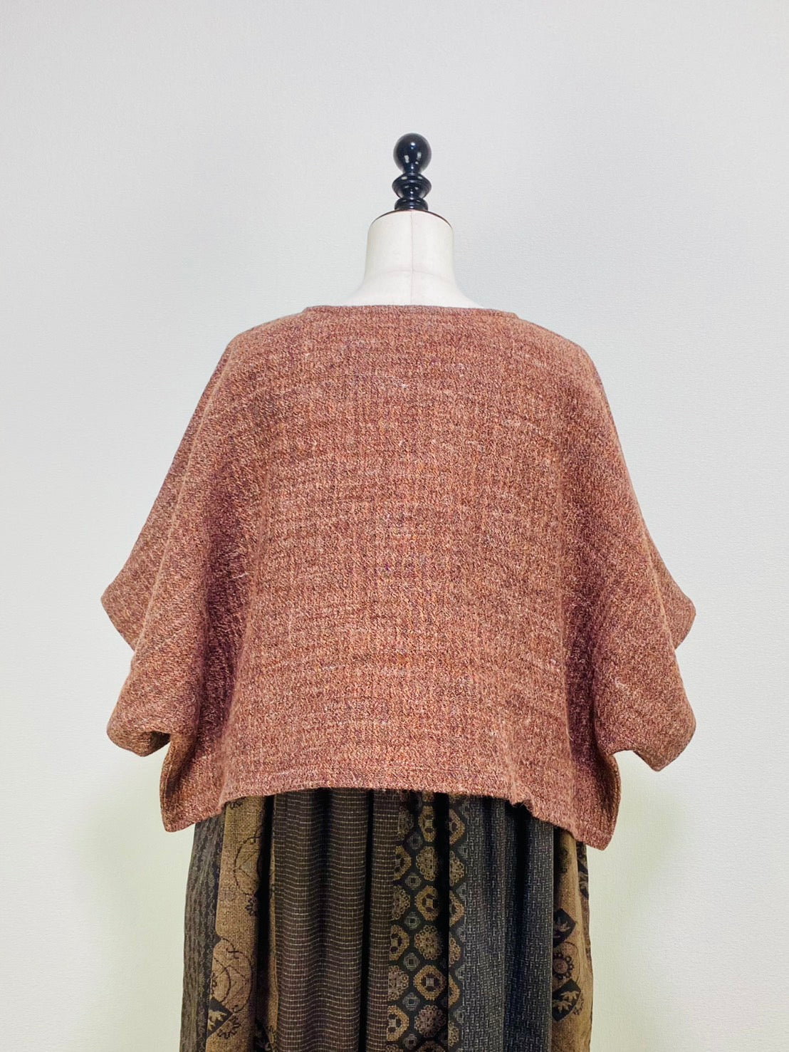 【遠州織物】ゆったりポンチョ　２カラー　綿ウール麻二重織　204022