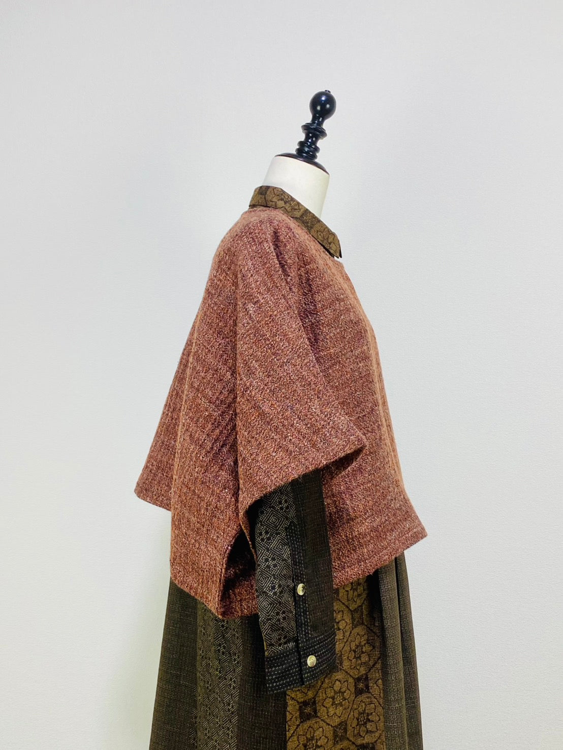 【遠州織物】ゆったりポンチョ　２カラー　綿ウール麻二重織　204022