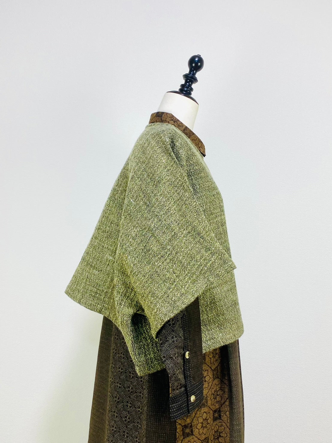 【遠州織物】ゆったりポンチョ　２カラー　綿ウール麻二重織　204022