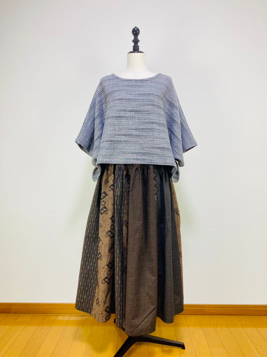 【遠州織物】　ゆったりポンチョ　3カラー　逆スラブ二重織   204022　