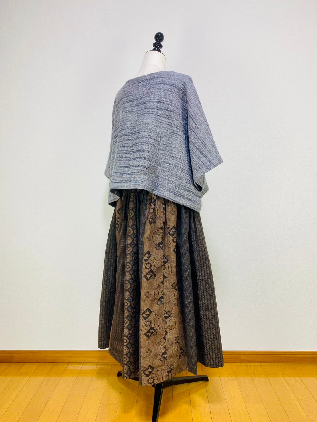 【遠州織物】　ゆったりポンチョ　3カラー　逆スラブ二重織   204022　