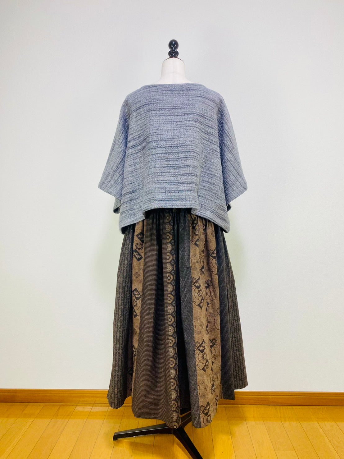 【遠州織物】　ゆったりポンチョ　3カラー　逆スラブ二重織   204022　