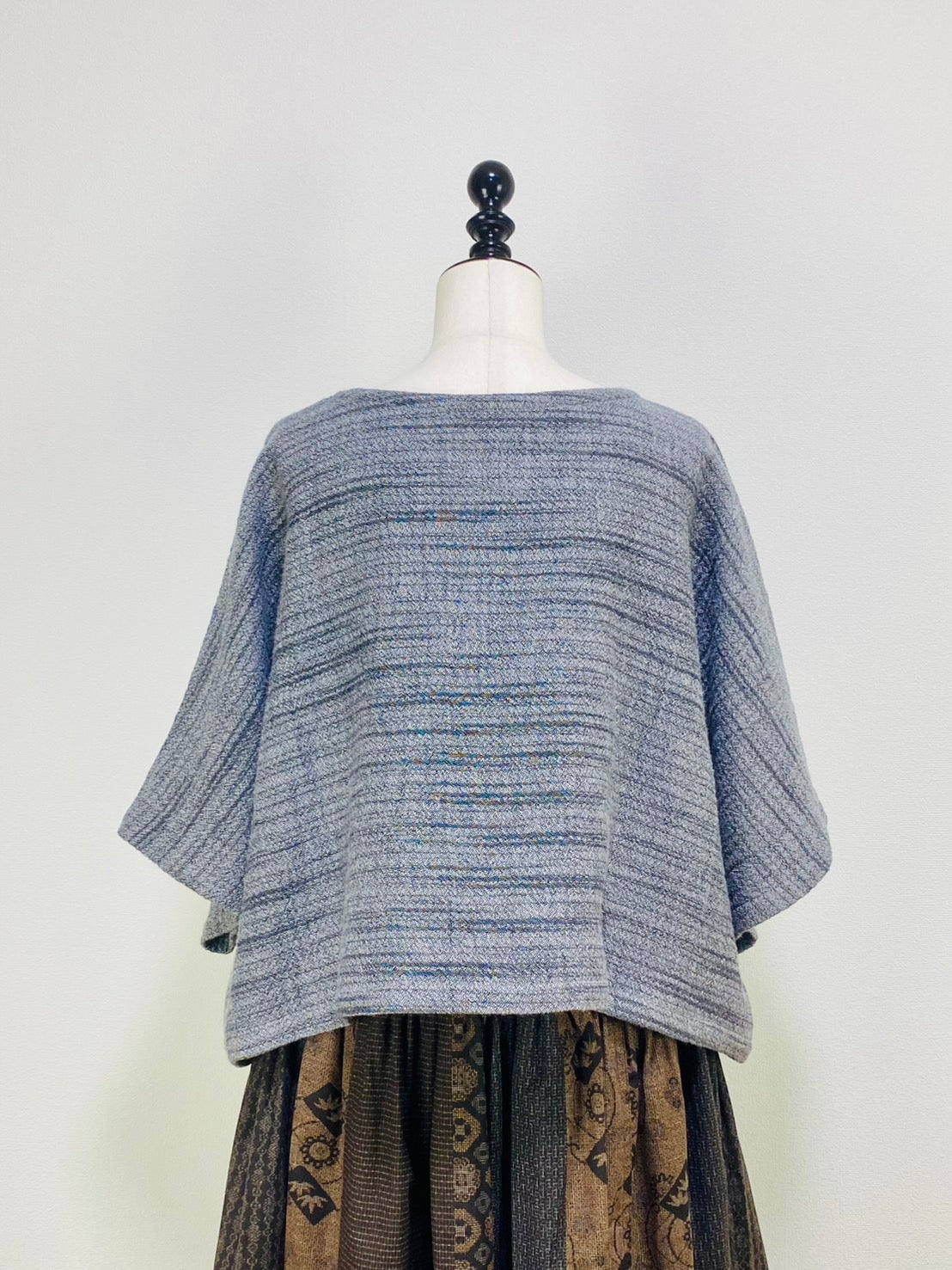 【遠州織物】　ゆったりポンチョ　3カラー　逆スラブ二重織   204022　