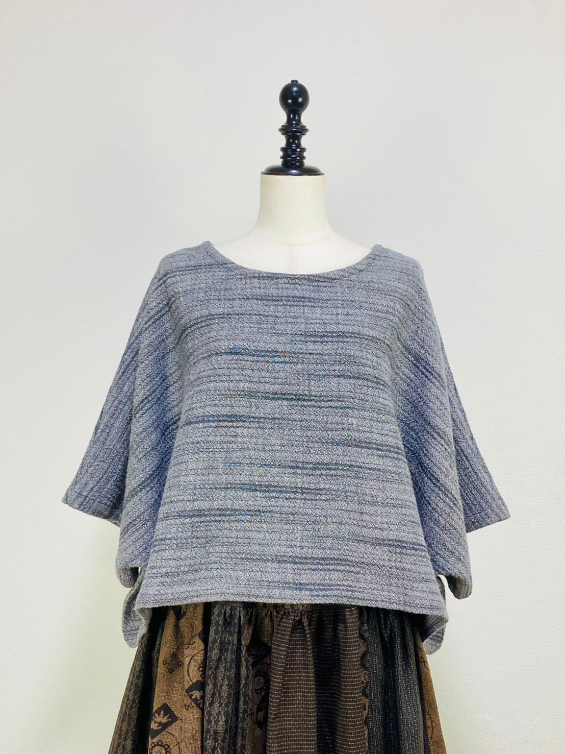 【遠州織物】　ゆったりポンチョ　3カラー　逆スラブ二重織   204022　