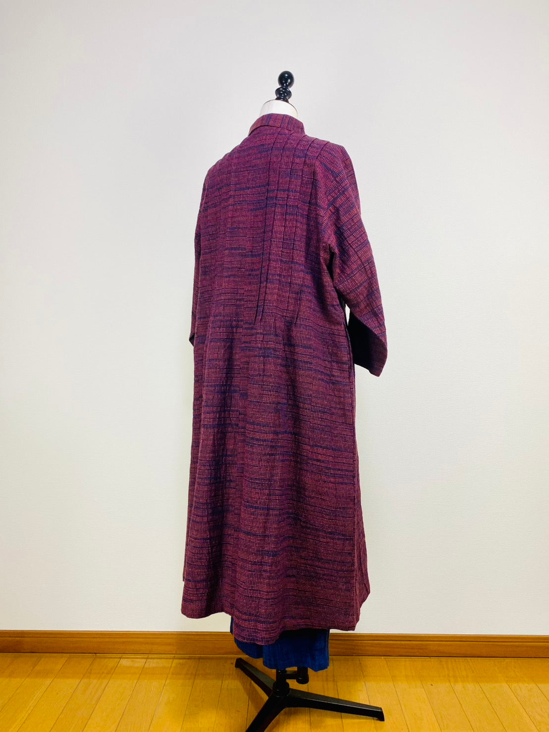 【遠州織物】ピンタックのワンピース　2カラー　みじん絣楊柳　252091