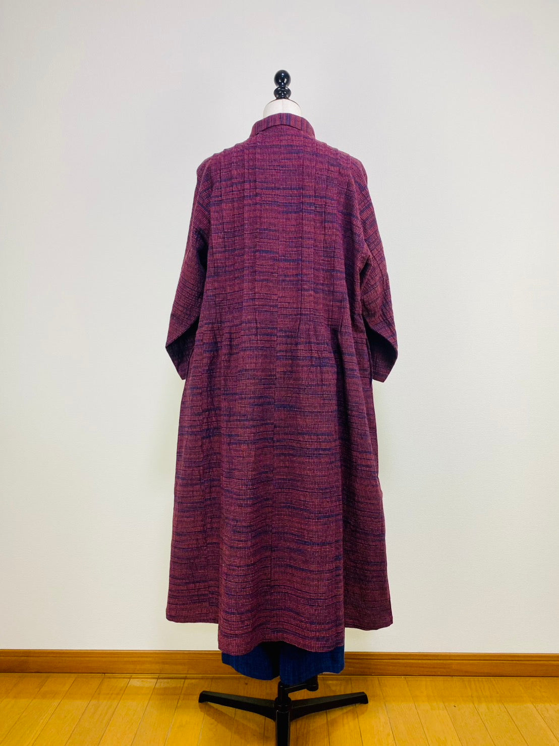 【遠州織物】ピンタックのワンピース　2カラー　みじん絣楊柳　252091