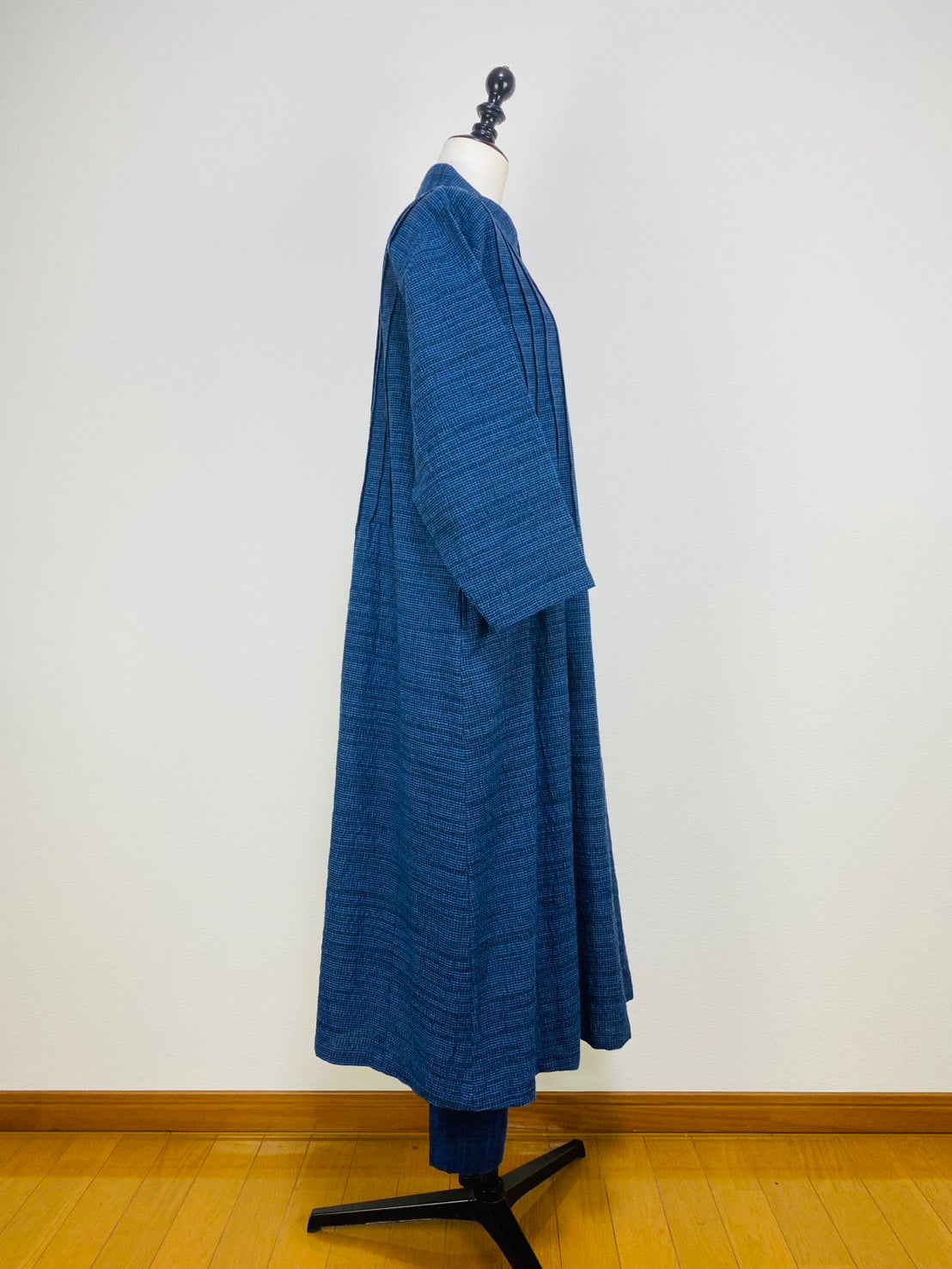 【遠州織物】ピンタックのワンピース　2カラー　みじん絣楊柳　252091