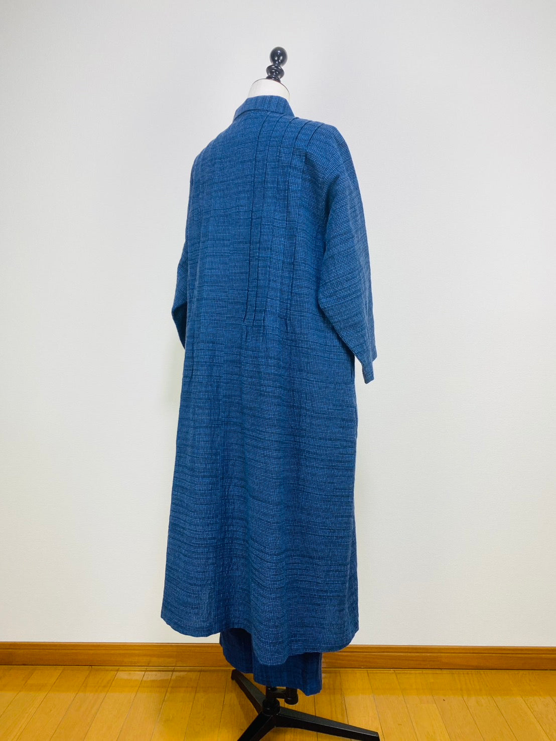 【遠州織物】ピンタックのワンピース　2カラー　みじん絣楊柳　252091