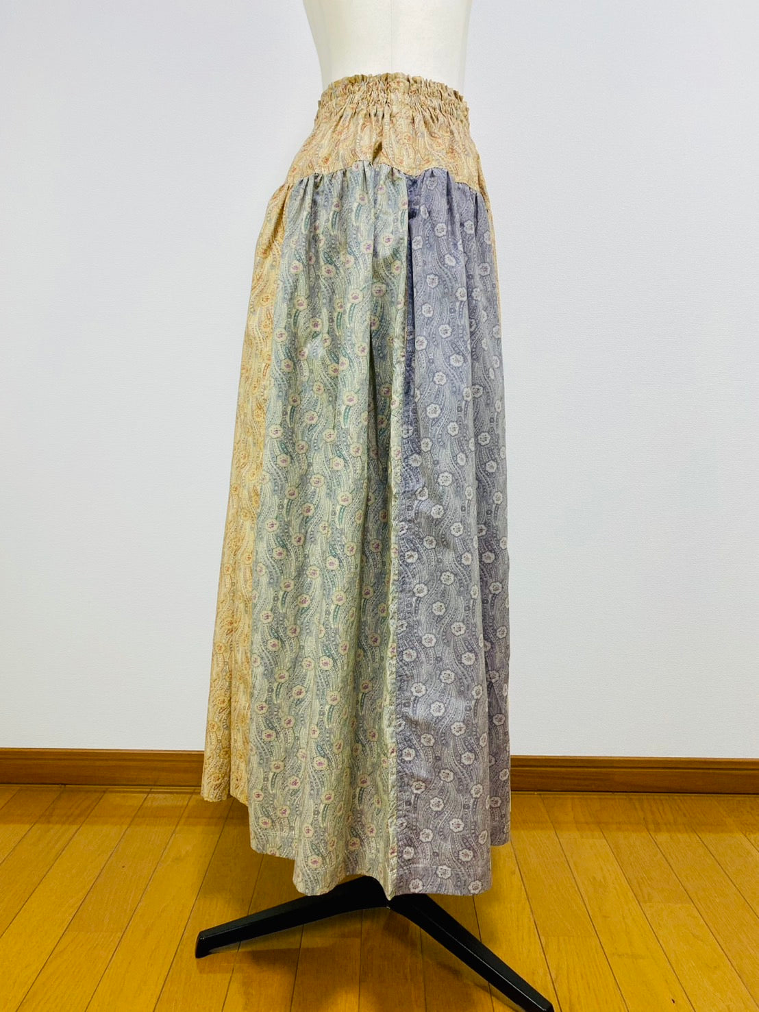 【YUWA】　切替ギャザースカート　ペイズリー花柄　シャーティング