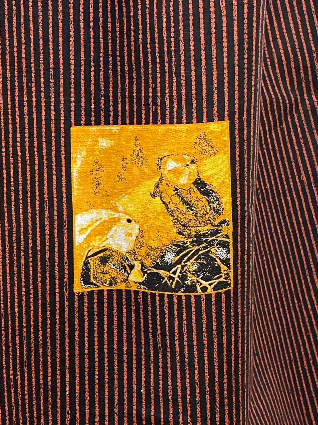 【安曇野木綿】　切替えビッグワンピース　3カラー　縞と柿　232013