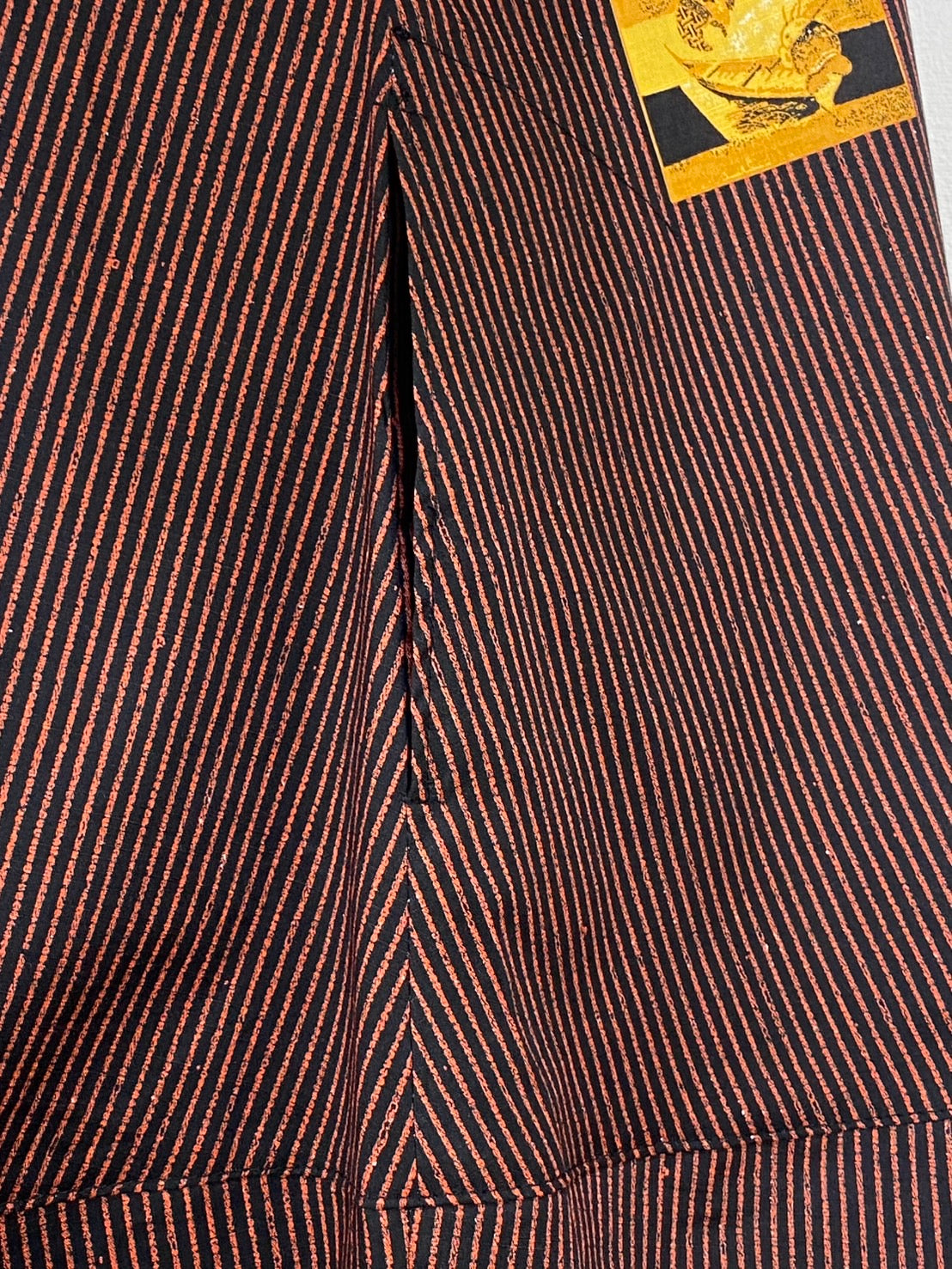 【安曇野木綿】　切替えビッグワンピース　3カラー　縞と柿　232013