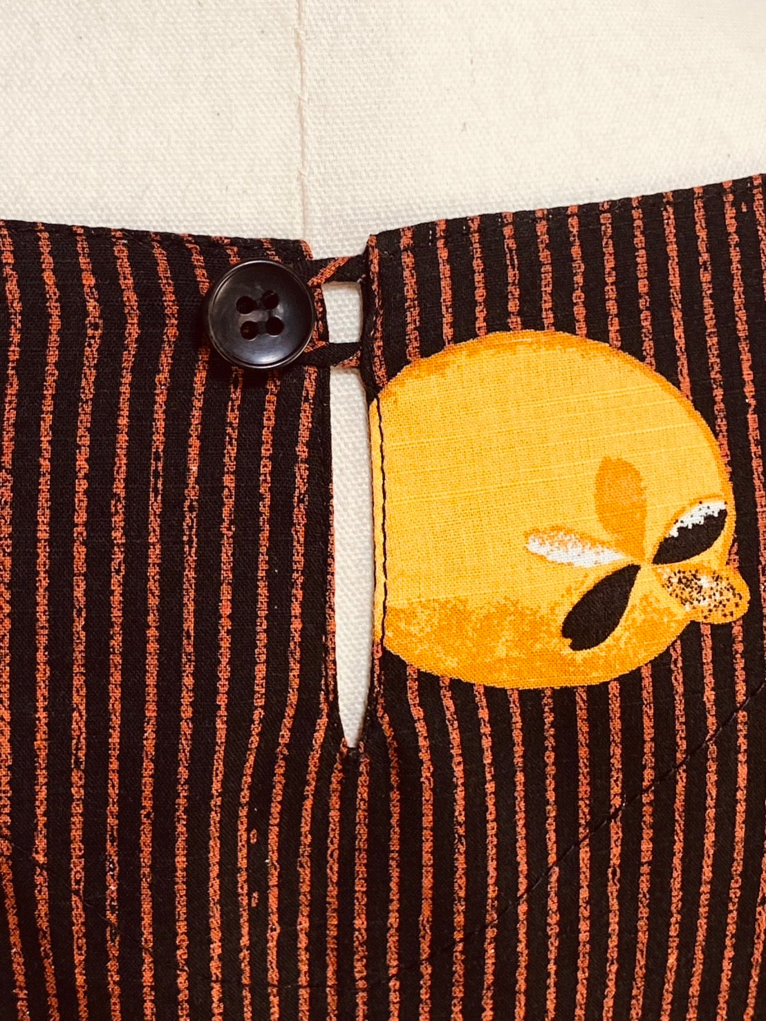 【安曇野木綿】　切替えビッグワンピース　3カラー　縞と柿　232013