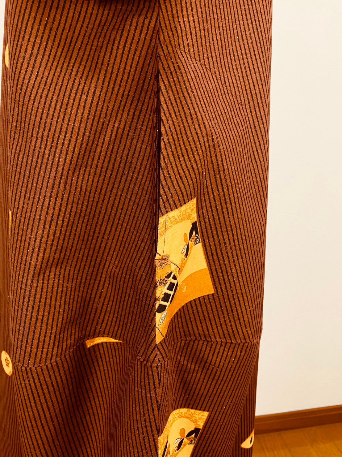 【安曇野木綿】　切替えビッグワンピース　3カラー　縞と柿　232013