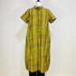 【遠州織物】前立て開きバルーンワンピース　黄色　逆スラブ絣格子   262021