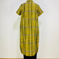 【遠州織物】前立て開きバルーンワンピース　黄色　逆スラブ絣格子   262021