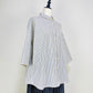 【岡山インディゴ】丸襟ゆったりブラウス　7分袖　２柄　先染めストライプ　SU19108