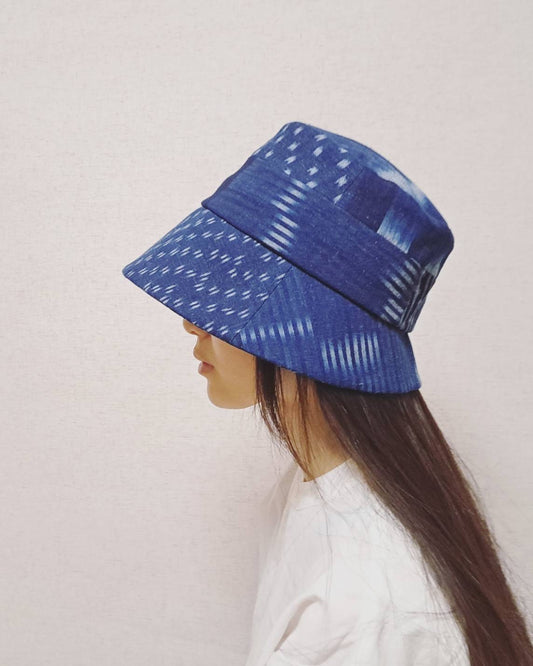 【備後節織】メリーハット　バケットハット　藍染め　備後絣