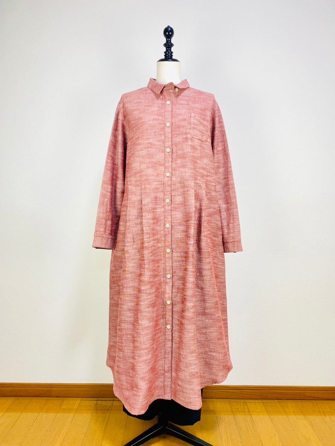 【遠州織物】シャツワンピース   2カラー　逆スラブ　222131