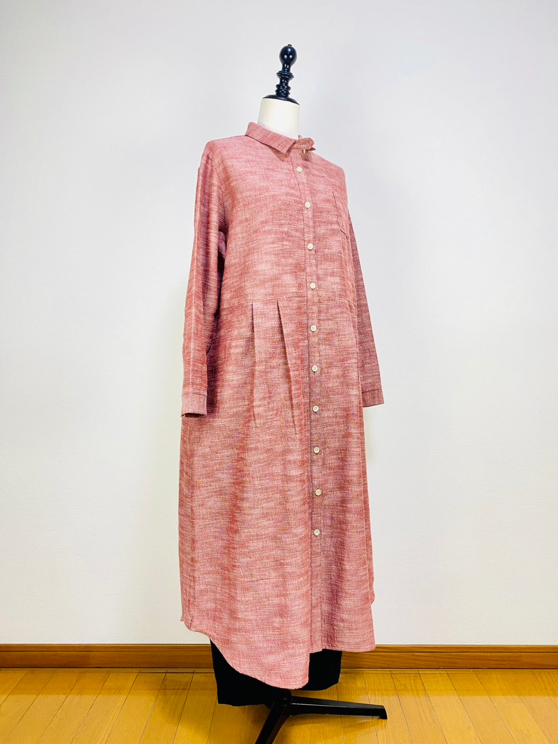 【遠州織物】シャツワンピース   2カラー　逆スラブ　222131