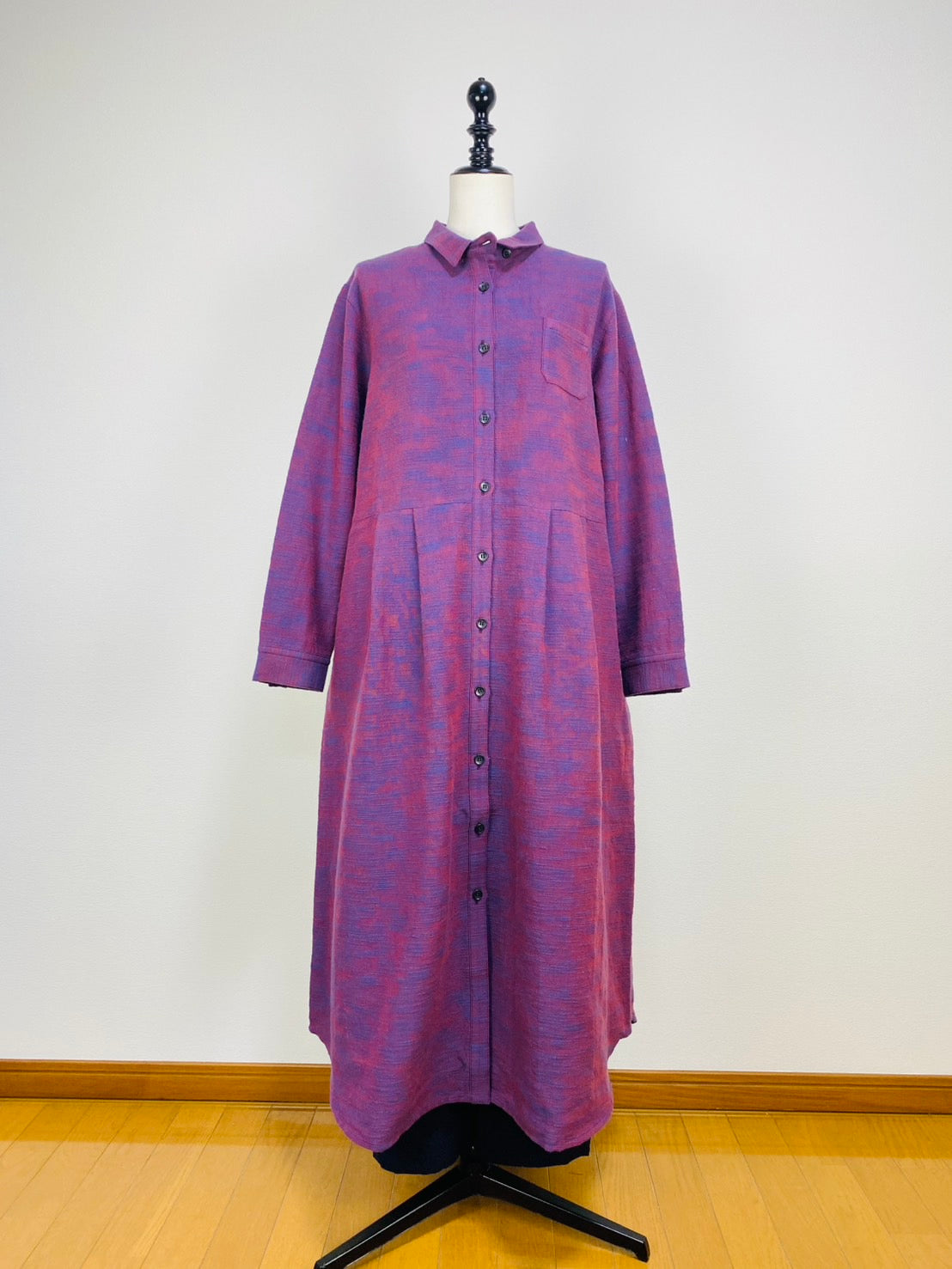 【遠州織物】シャツワンピース   2カラー　逆スラブ　222131