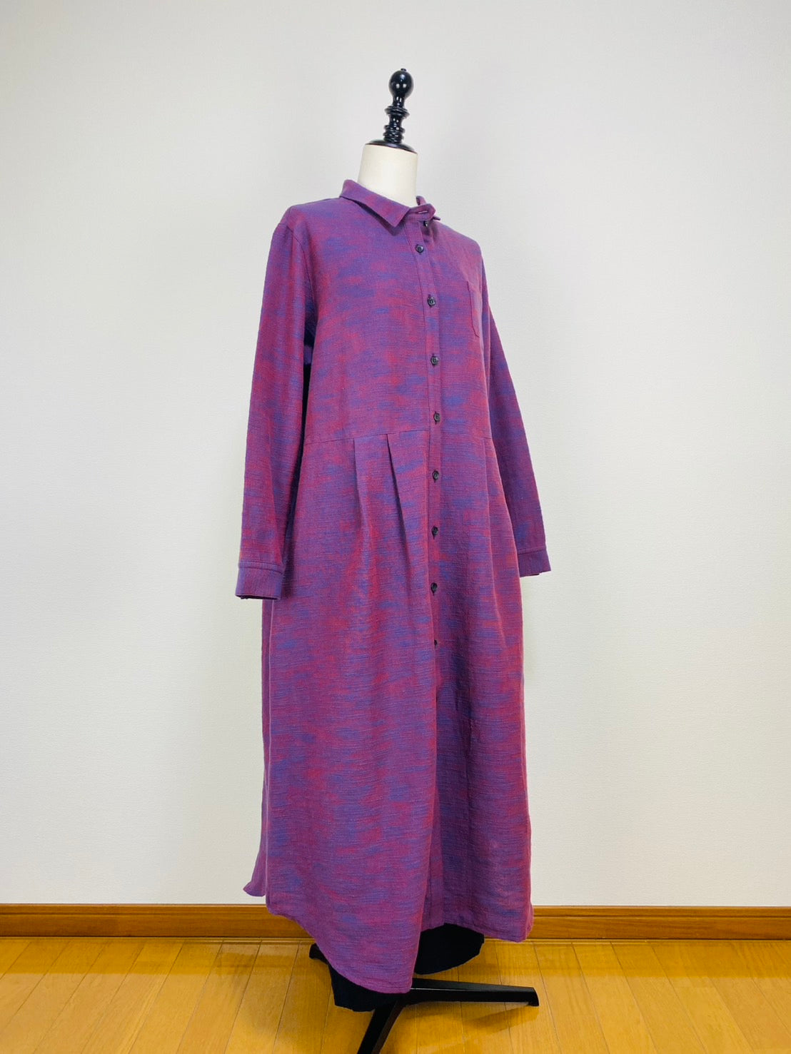 【遠州織物】シャツワンピース   2カラー　逆スラブ　222131