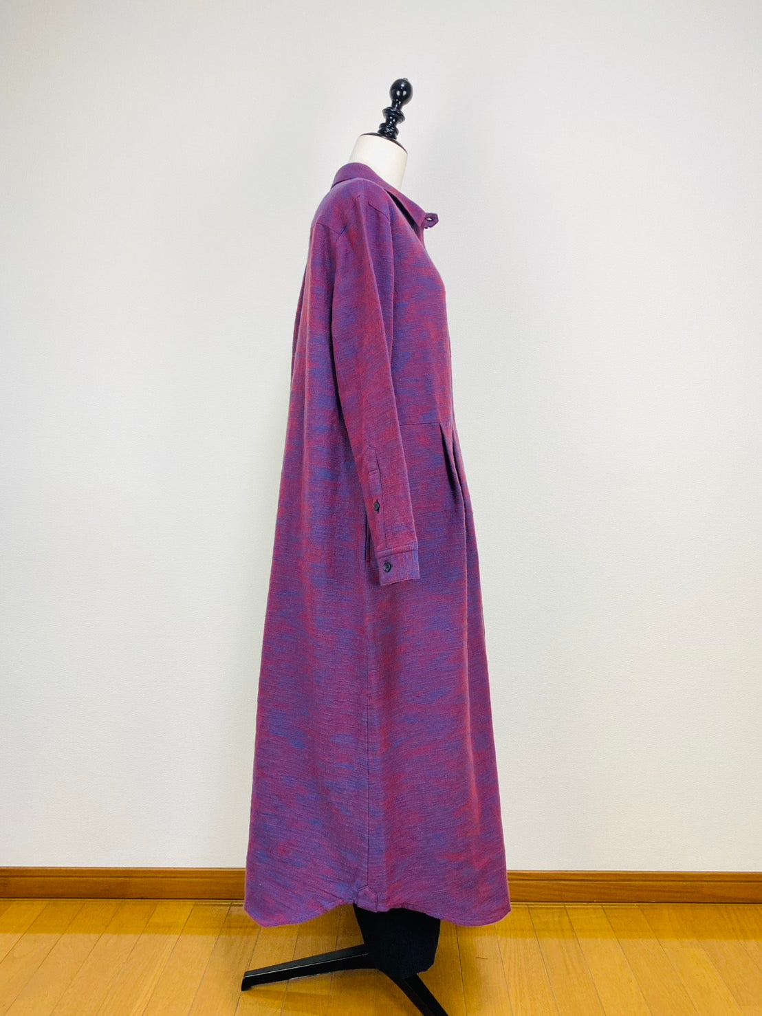 【遠州織物】シャツワンピース   2カラー　逆スラブ　222131