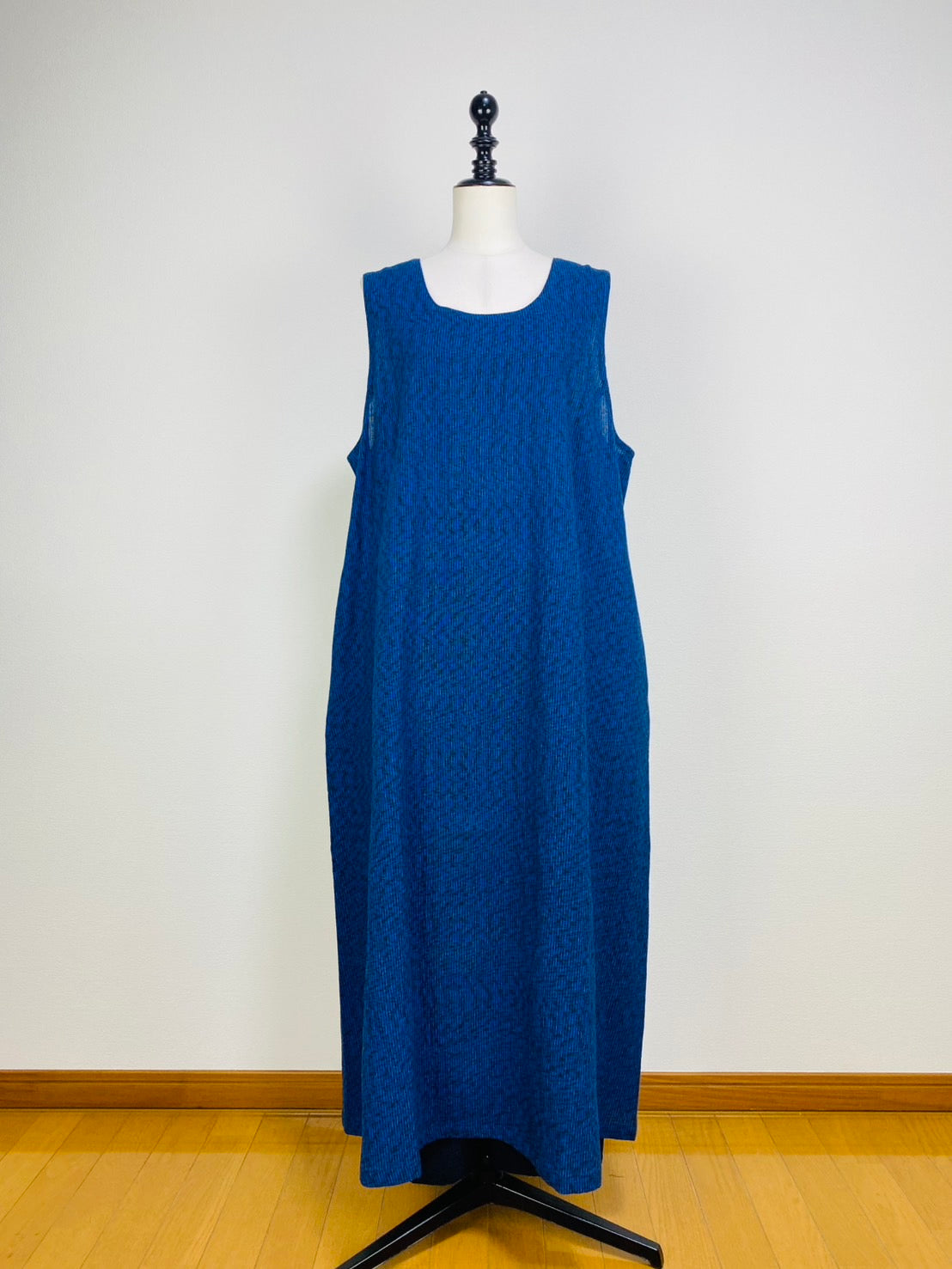 遠州織物266011-3　ジャンパースカート　長丈　遠州織物　紺たてよこ絣　楊柳