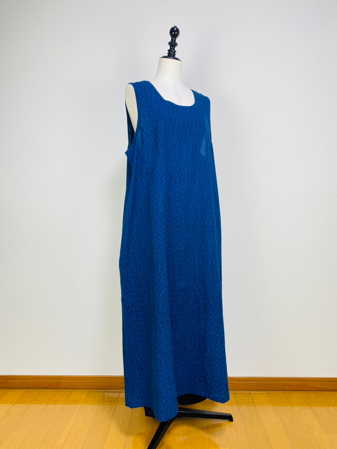 遠州織物266011-3　ジャンパースカート　長丈　遠州織物　紺たてよこ絣　楊柳