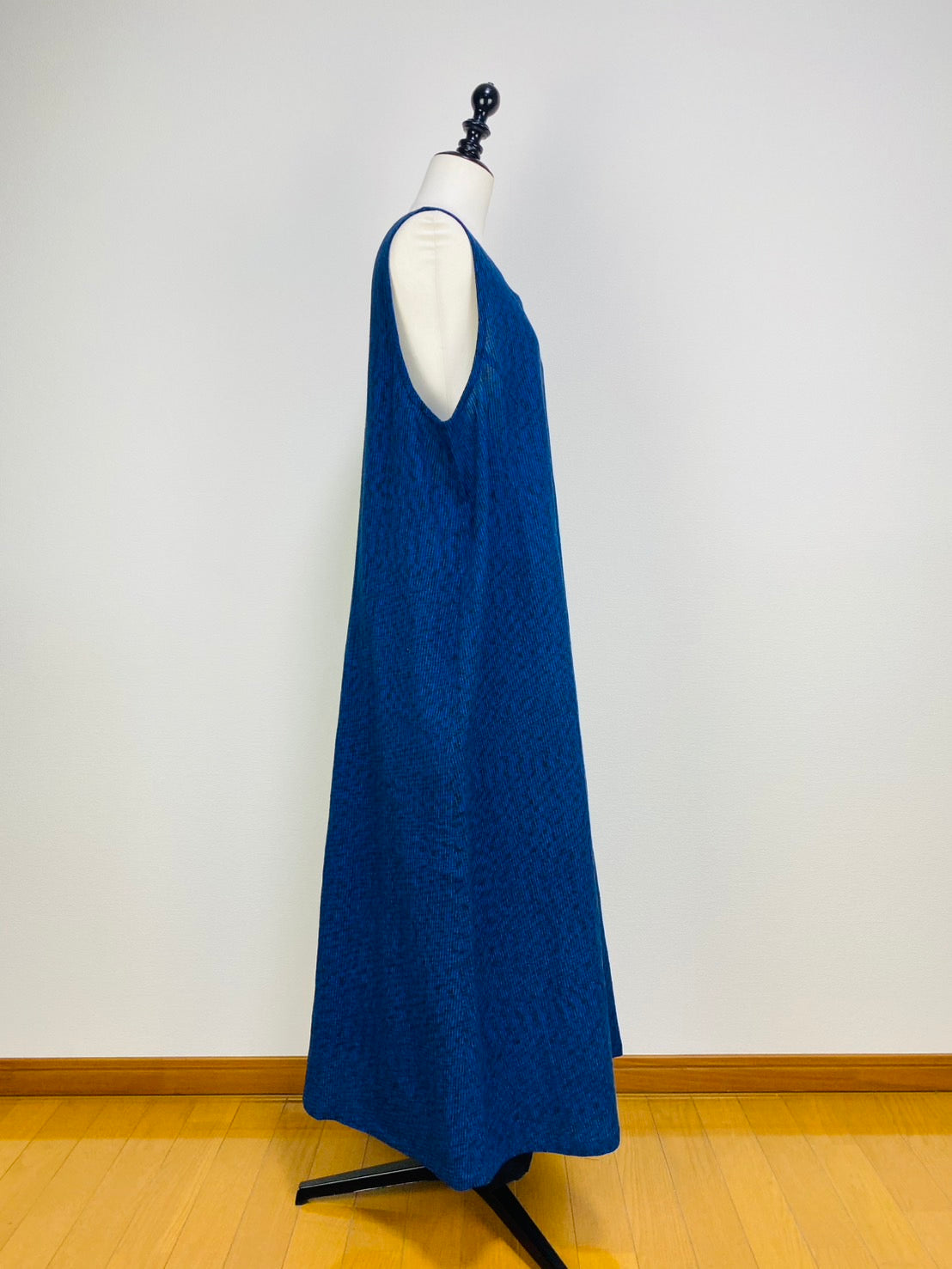 遠州織物266011-3　ジャンパースカート　長丈　遠州織物　紺たてよこ絣　楊柳