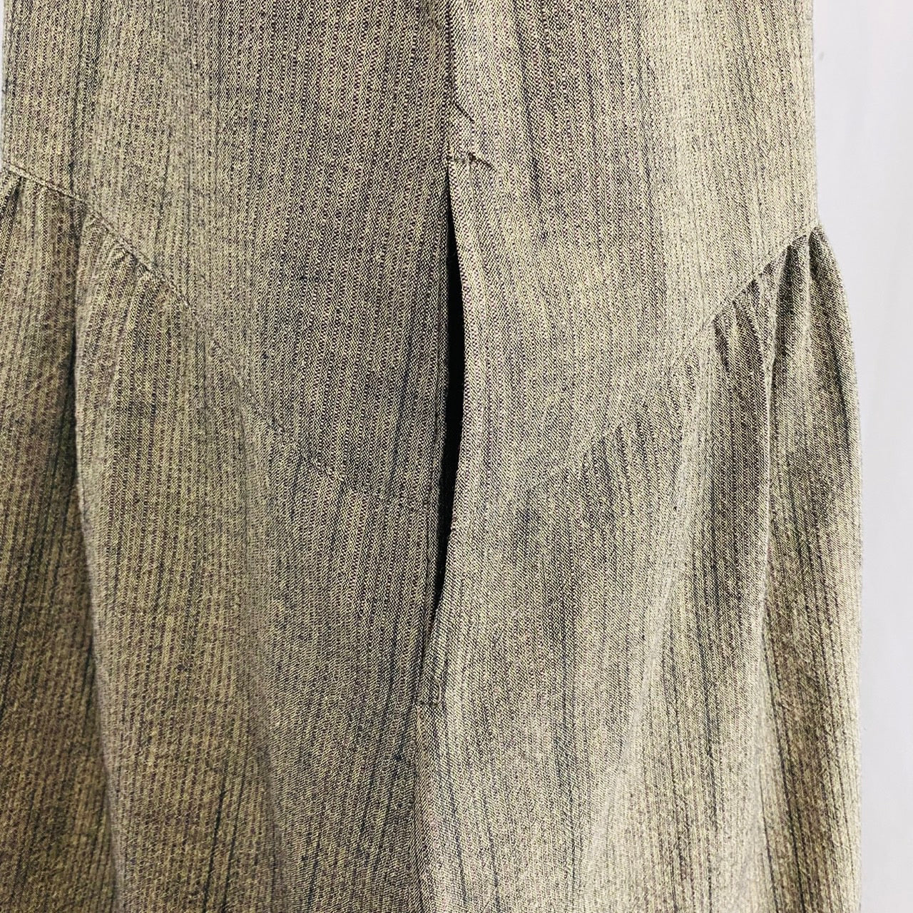 【遠州織物】セーラーカラーの切替ギャザーワンピース　2カラー　逆スラブストライプ　うすで　252011　