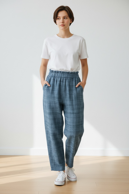 【遠州織物】ヨーク切替えパンツ　2カラー　逆スラブ　245051