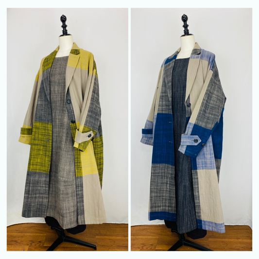 【遠州織物】ビッグテーラードコート　2カラー　逆スラブ大格子　251031